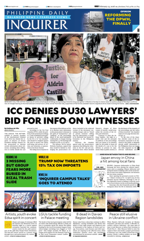 Cover of Philippine Daily Inquirer
