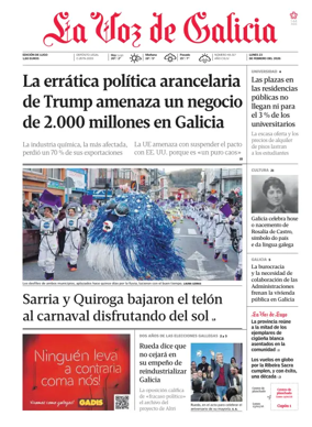 Cover of La Voz de Galicia (Lugo)