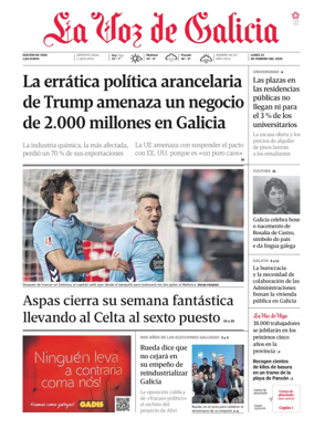 Cover of La Voz de Galicia (Vigo)
