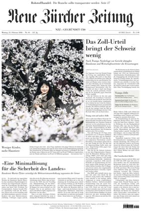 Cover of Neue Zurcher Zeitung