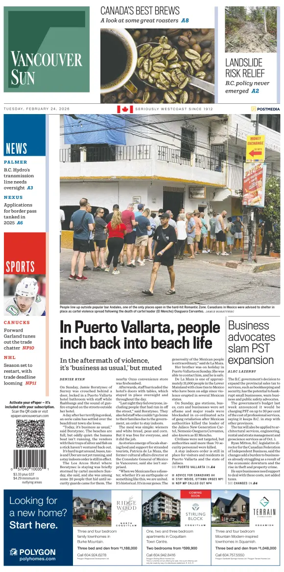 Cover of Vancouver Sun