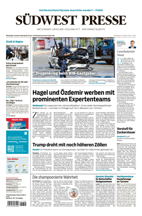 Cover of Sudwest Presse - Metzinger Uracher Volksblatt - Der Ermstalbote