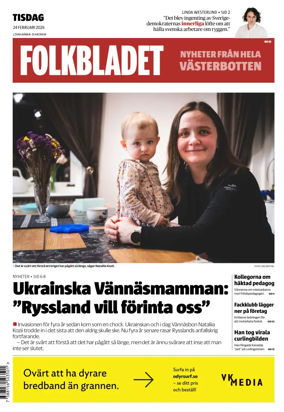 Cover of Folkbladet Vasterbotten
