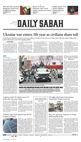 Cover of Daily Sabah (Turkey)