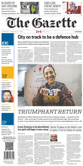 Cover of Montreal Gazette