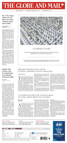 Cover of The Globe and Mail (Ontario Edition)