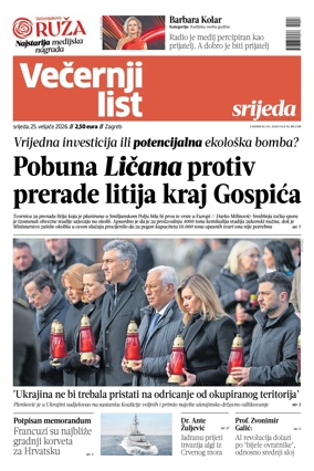 Cover of Vecernji list - Zagreb
