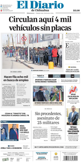 Cover of El Diario de Chihuahua