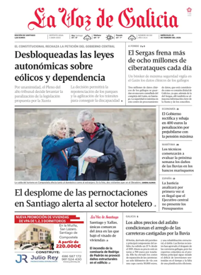 Cover of La Voz de Galicia (Santiago)