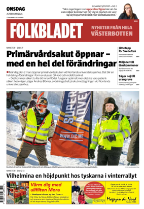 Cover of Folkbladet Vasterbotten