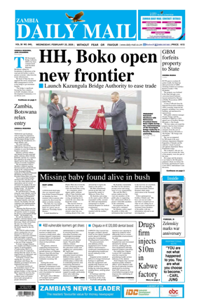 Cover of Zambia Daily Mail