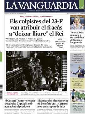 Cover of La Vanguardia (Catalonia - 1st edition)