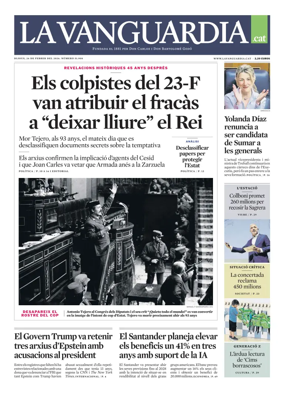 Cover of La Vanguardia (Catala)