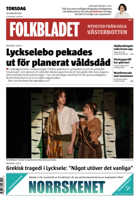 Cover of Folkbladet Vasterbotten