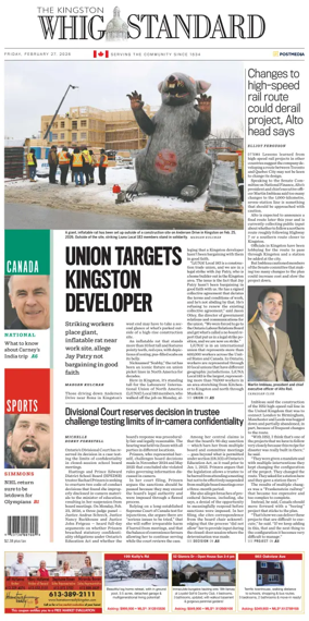 Cover of Kingston Whig-Standard