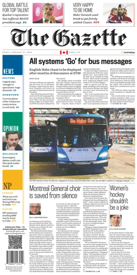 Cover of Montreal Gazette