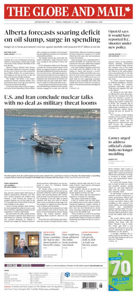 Cover of The Globe and Mail (Ontario Edition)