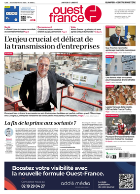 Cover of Ouest-France (Quimper Centre-Finistere)