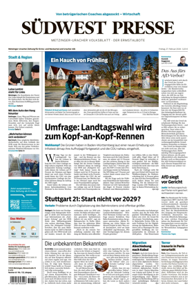 Cover of Sudwest Presse - Metzinger Uracher Volksblatt - Der Ermstalbote