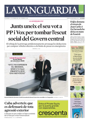 Cover of La Vanguardia (Catala)
