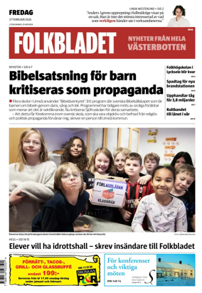Cover of Folkbladet Vasterbotten