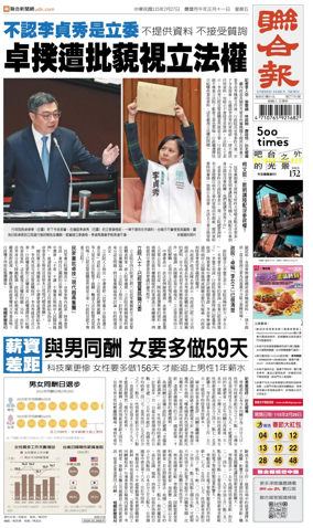 Cover of United Daily News (Taiwan)