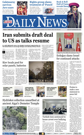 Cover of Hurriyet Daily News & Economic Review