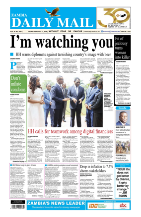 Cover of Zambia Daily Mail