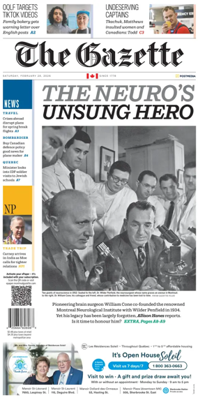 Cover of Montreal Gazette