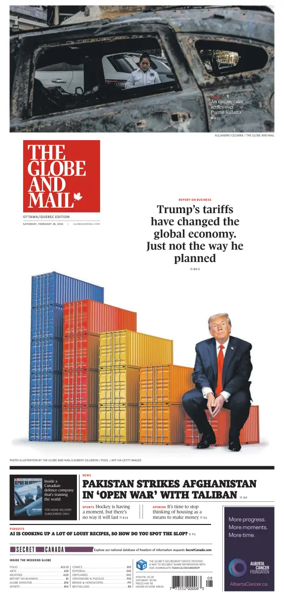 Cover of The Globe and Mail (Ottawa/Quebec Edition)