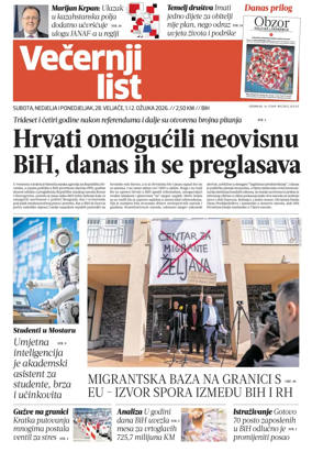 Cover of Vecernji list BiH