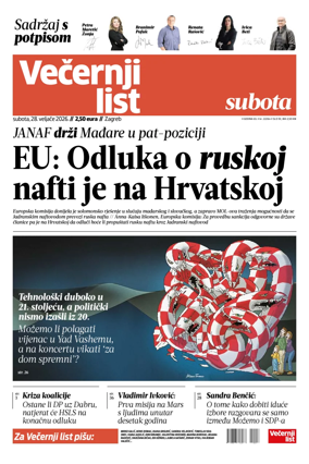Cover of Vecernji list - Zagreb