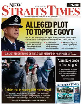 Cover of New Straits Times