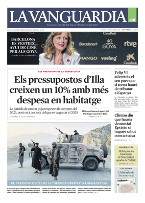 Cover of La Vanguardia (Catala)