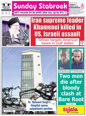 Cover of Stabroek News Sunday