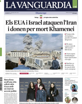 Cover of La Vanguardia (Catalonia - 1st edition)