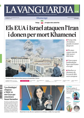 Cover of La Vanguardia (Catala)