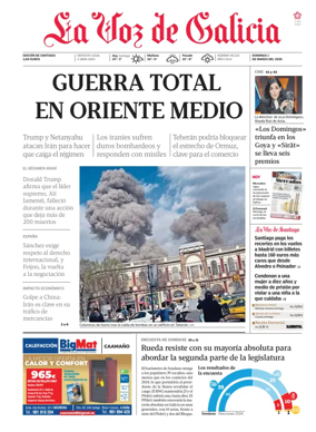 Cover of La Voz de Galicia (Santiago)