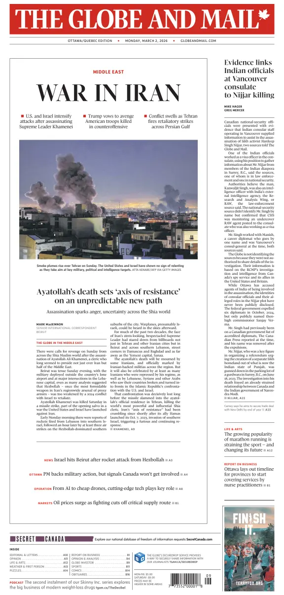 Cover of The Globe and Mail (Ottawa/Quebec Edition)
