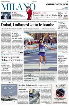 Cover of Corriere della Sera (Milano)