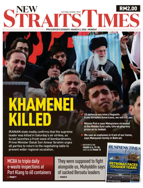 Cover of New Straits Times