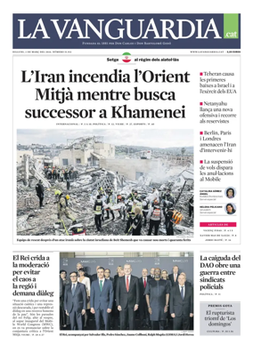 Cover of La Vanguardia (Catala)
