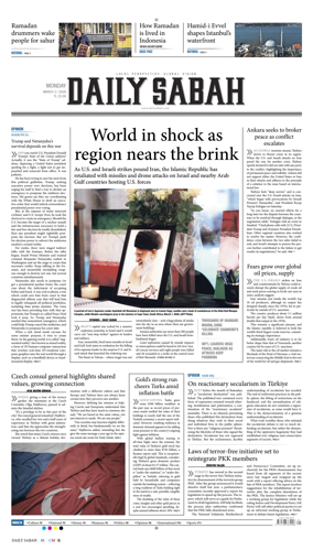 Cover of Daily Sabah (Turkey)