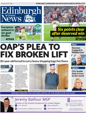 Cover of Edinburgh Evening News