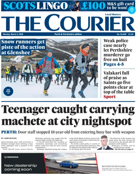 Cover of The Courier & Advertiser (Perth and Perthshire Edition)