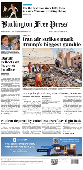 Cover of Burlington Free Press