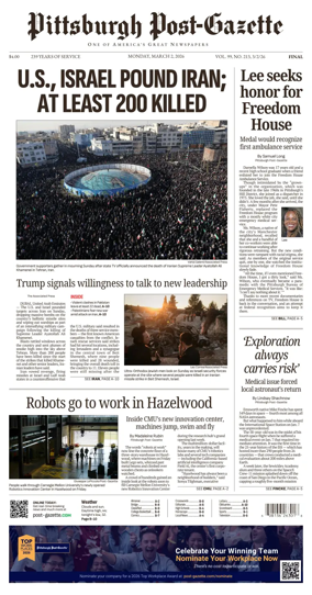 Cover of Pittsburgh Post-Gazette