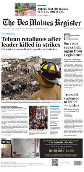 Cover of The Des Moines Register