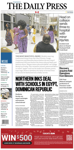 Cover of The Daily Press (Timmins)