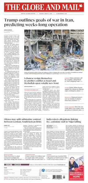 Cover of The Globe and Mail (BC Edition)